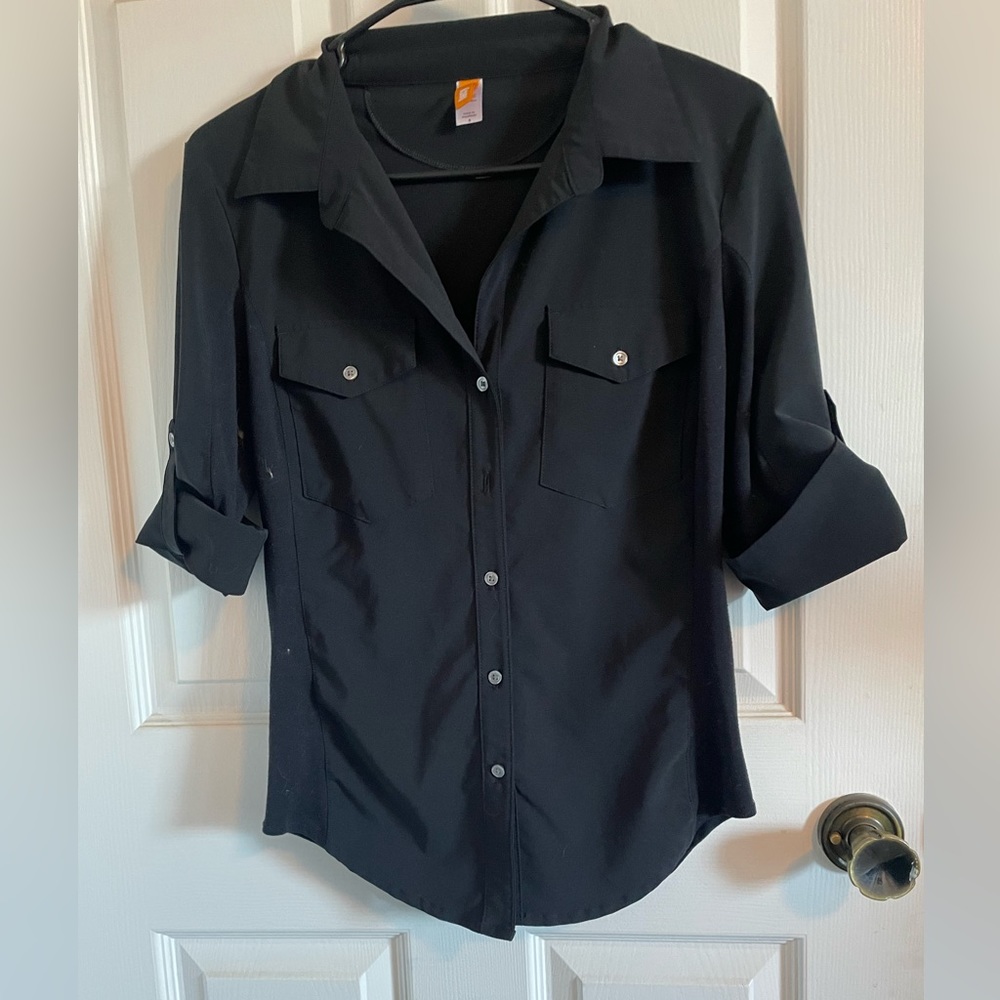 Lucy Button Down Black Blouse
